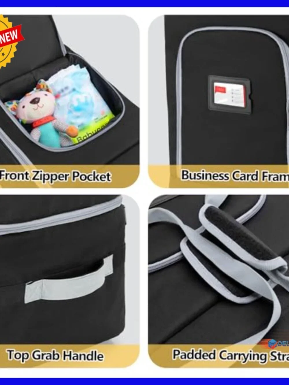 Infant Car Seat Travel Bag with Wheels, Padded Carrier for Airport Gate Check